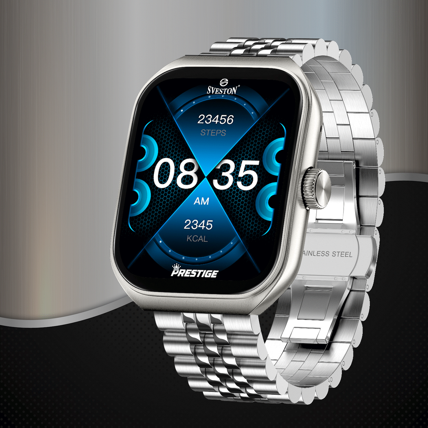 Prestige Chain Smartwatch With Free Silicon Strap
